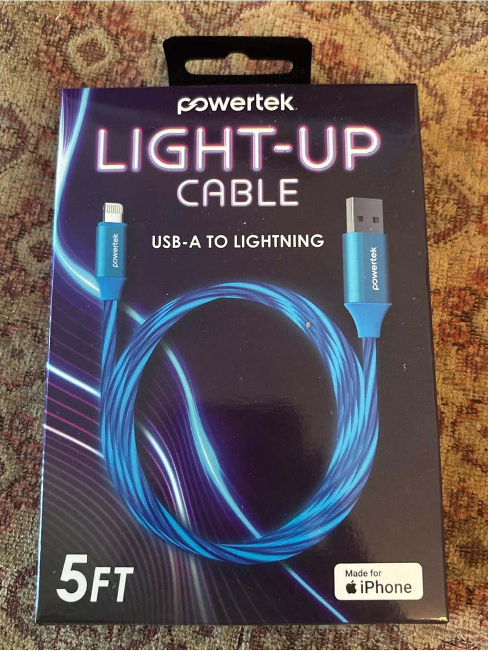 Light-Up USB-A to Lightning Cable - Blue (5 ft)